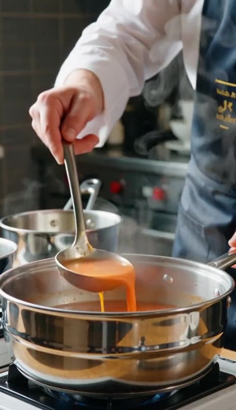 Cinematic close-up of food preparation: Video AI video template
