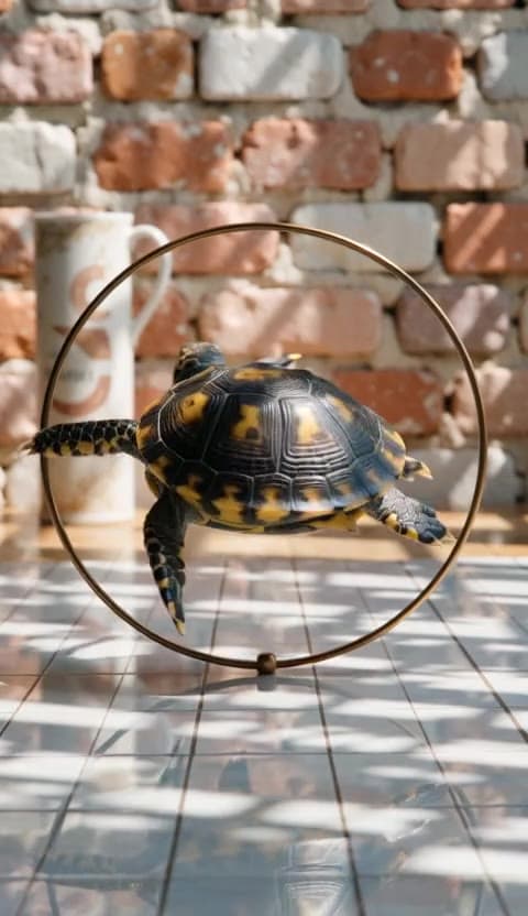 Smooth 360-degree orbit around a luxury product turtle wear: Video AI video template
