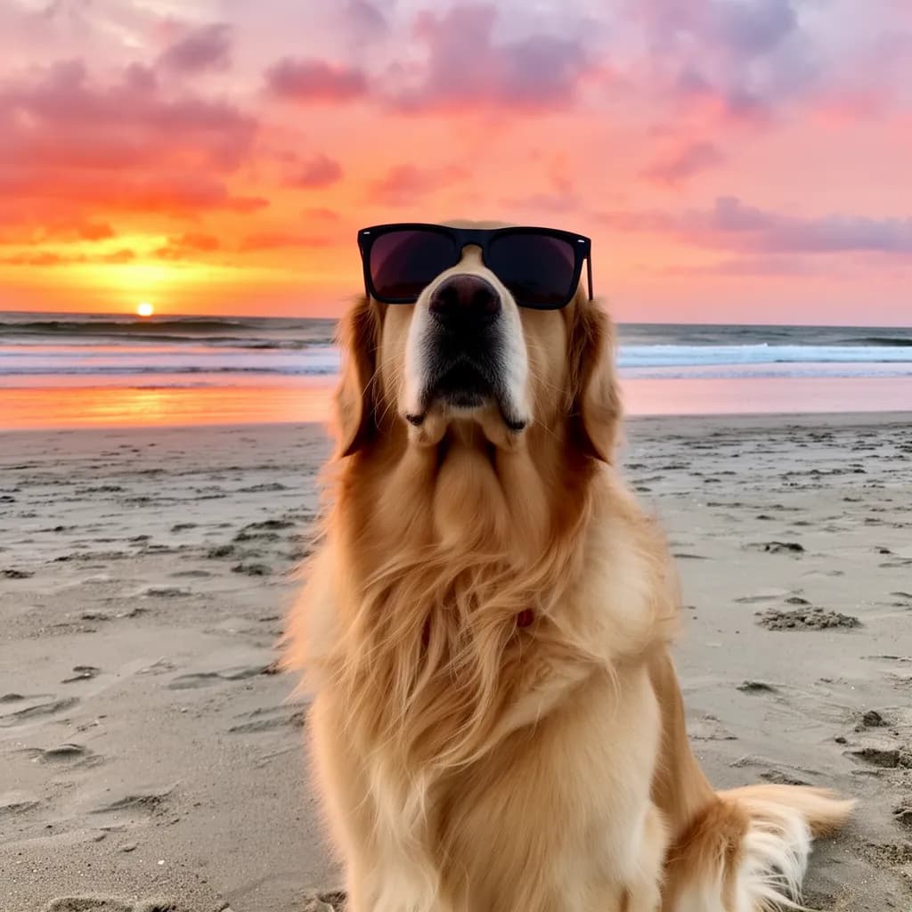 Sunglasses Beach Retriever Playful: Art & Style AI image template