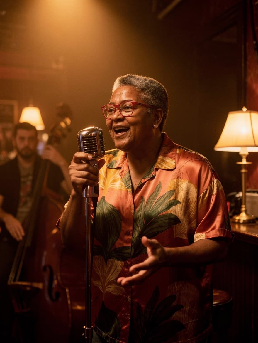 Jazz-bar spotlight: Portrait AI image template
