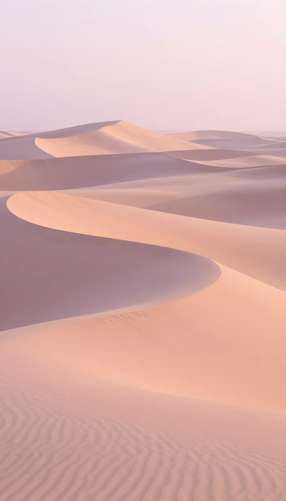 The same pastel dunes wallpaper after a 4x upscale, with crisp sand ripples