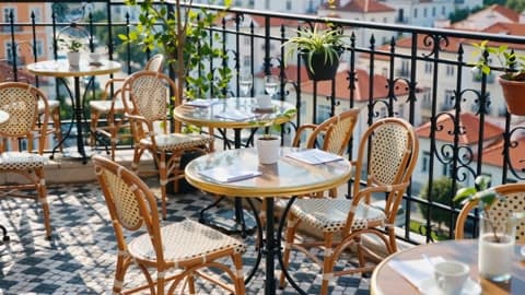 Sunlit Cafe Terrace: Video AI video template