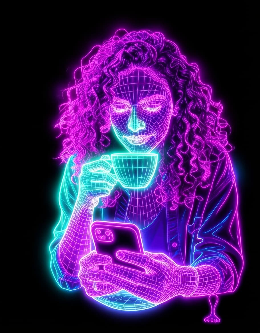 Neon wireframe look: Art & Style AI image template
